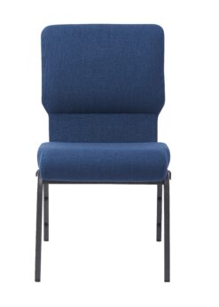 Blue (Cobalt) Fabric on Silver Vein Frame, 20.5″ Wide Seat, 4″ Thick Seat with Cut Away Back and Pouch Church Chair CH20BLSV-ZF-T