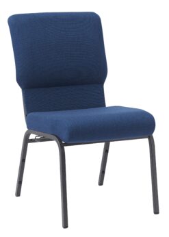 Indigo Fabric, Silver Vein Steel Frame, 20.5″ Wide Church Chair by Chivari,