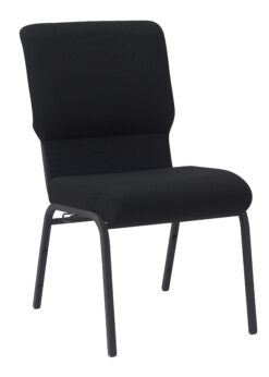 Black Fabric, Black Steel Frame, 20.5″ Wide Church Chair by Chivari, Cut Away Back Church Chair CH20BB-ZF-T