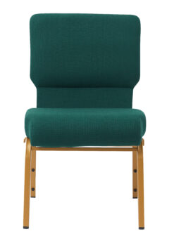 Green Fabric on Gold Frame, 20.5" Wide Seat , 4" Thick Seat with Cut Away Back and Pouch Church Chair CH20GNG-ZF-T