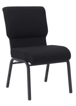 Black Fabric, Black Steel Frame, 20.5" Wide Cut Away and Back Church Chair CH20BB-ZF-T