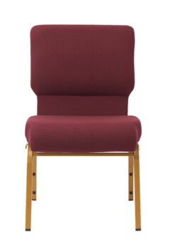 Maroon Fabric, Gold Steel Frame, 20.5″ Wide Cut Away Church Chair by Chivari CH20MG-ZF-T