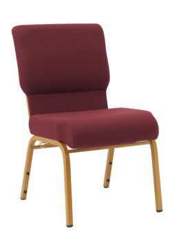 Maroon Fabric, Gold Steel Frame, 20.5″ Wide Cut Away Church Chair by Chivari CH20MG-ZF-T