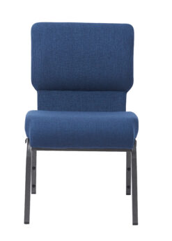 Church Chair - Blue (Cobalt) Fabric on Silver Vein Frame, 20.5" Wide Seat, 4" Thick Seat with Cut Away Back and Pouch CH20BLSV-ZF-T