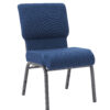 Church Chair - Blue (Cobalt) Fabric on Silver Vein Frame, 20.5" Wide Seat, 4" Thick Seat with Cut Away Back and Pouch CH20BLSV-ZF-T