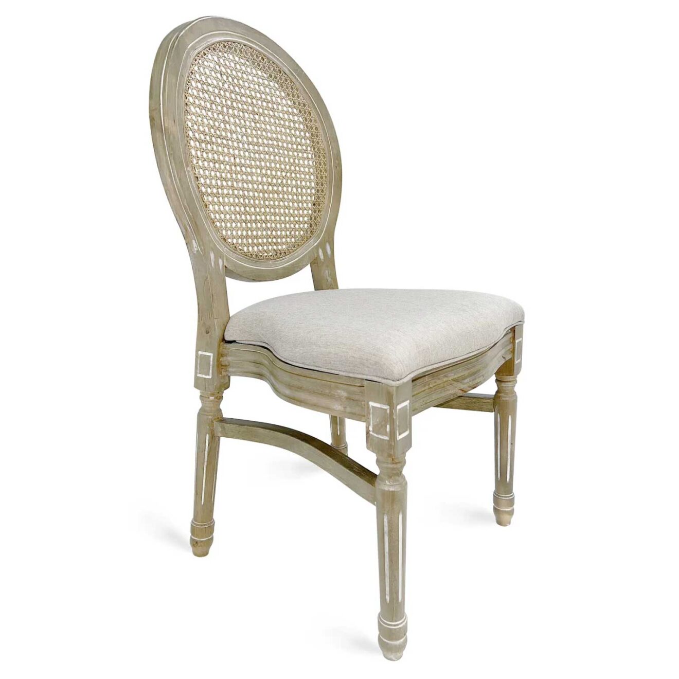 Louis Pop Fabric Seat with Rattan Back Chair CLPWANTIQ-FR-ZG-T