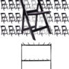 72 Black Resin Folding Chairs + Hanging Cart Combo PACK72CFRB-AX-T-CART101-AX-T