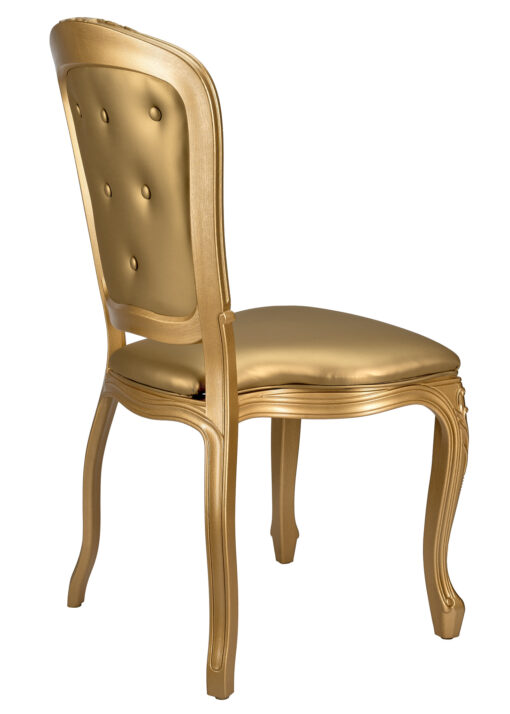 Chair Royal Resin Gold with Gold Vinyl Seat and Gold Vinyl Tufted Back by Chivari CRRGGT-ZG-