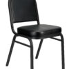 Banquet Chair – Dome Black Vinyl on Black Frame 34.5″ Height / 2.5″ Cushion CQDVBB-ZF-T