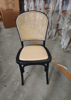 Black Bent Cane Resin Chair with Natural Cane Back and Rattan Seat CBCBN-ZG-T