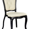 Black Resin Royal Chair, Ivory Vinyl Seat, Ivory Vinyl Tufted Back CRRBIT-ZG-T