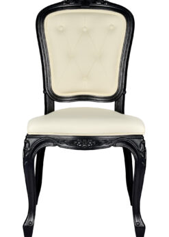 Black Resin Royal Chair, Ivory Vinyl Seat, Ivory Vinyl Tufted Back CRRBIT-ZG-T