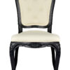 Black Resin Royal Chair, Ivory Vinyl Seat, Ivory Vinyl Tufted Back CRRBIT-ZG-T