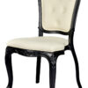 Black Resin Royal Chair, Ivory Vinyl Seat, Ivory Vinyl Tufted Back CRRBIT-ZG-T