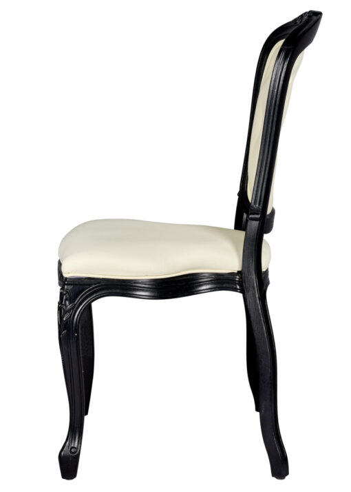 Black Resin Royal Chair, Ivory Vinyl Seat, Ivory Vinyl Tufted Back CRRBIT-ZG-T