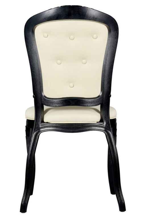 Black Resin Royal Chair, Ivory Vinyl Seat, Ivory Vinyl Tufted Back CRRBIT-ZG-T