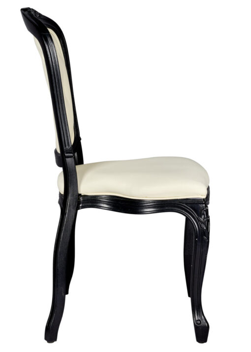 Black Resin Royal Chair, Ivory Vinyl Seat, Ivory Vinyl Tufted Back CRRBIT-ZG-T