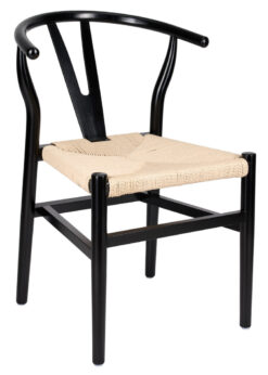 Black Wood Wishbone Chair with Natural Rope Seat CWHWBN-ZG-T