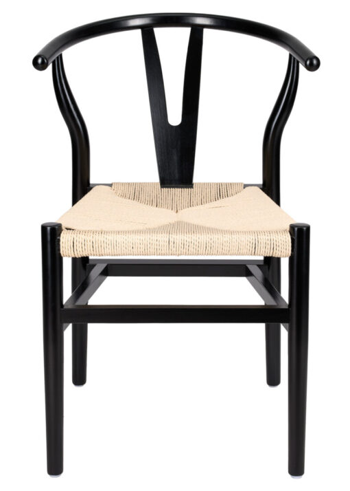 Black Wood Wishbone Chair with Natural Rope Seat CWHWBN-ZG-T