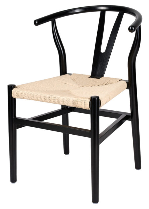 Black Wood Wishbone Chair with Natural Rope Seat CWHWBN-ZG-T