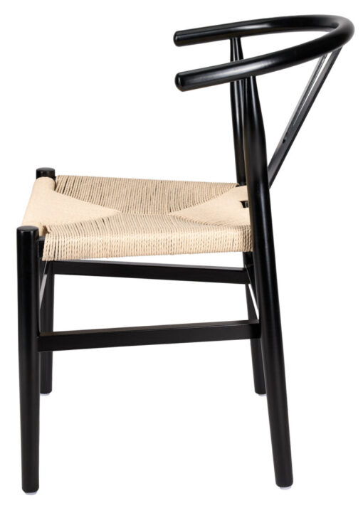 Black Wood Wishbone Chair with Natural Rope Seat CWHWBN-ZG-T