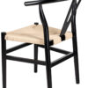 Black Wood Wishbone Chair with Natural Rope Seat CWHWBN-ZG-T