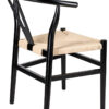 Black Wood Wishbone Chair with Natural Rope Seat CWHWBN-ZG-T