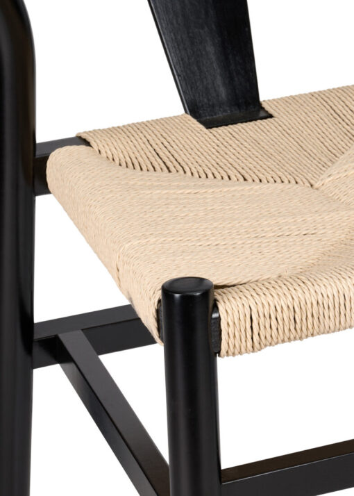 Black Wood Wishbone Chair with Natural Rope Seat CWHWBN-ZG-T