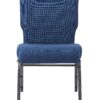 Indigo Fabric, Silver Vein Steel Frame, 20.5″ Wide Church Chair by Chivari CH20FISV-ZF-T