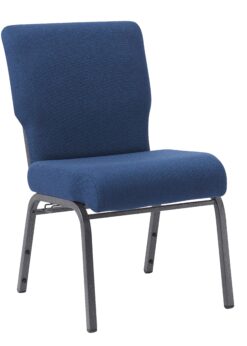 Indigo Fabric, Silver Vein Steel Frame, 20.5″ Wide Church Chair by Chivari CH20FISV-ZF-T