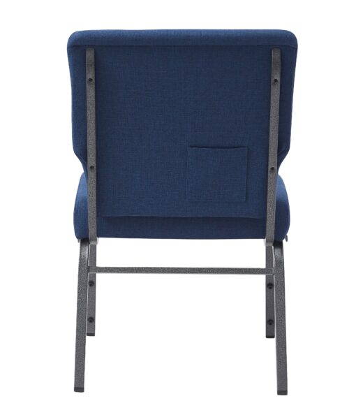 Indigo Fabric, Silver Vein Steel Frame, 20.5″ Wide Church Chair by Chivari CH20FISV-ZF-T