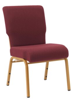 Maroon Fabric, Gold Steel Frame, 20.5″ Wide Church Chair by Chivari CH20FMG-ZF-T