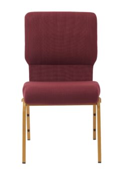 Maroon Fabric, Gold Steel Frame, 18.5" Wide Church Chair by Chivari, Cut Away Back CH18MG-ZF-T