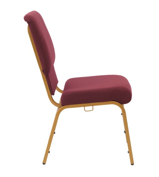 Maroon Fabric, Gold Steel Frame, 18.5" Wide Church Chair by Chivari, Cut Away Back CH18MG-ZF-T