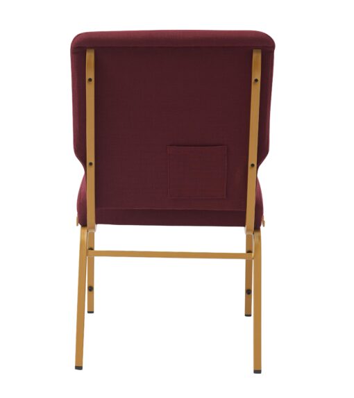 Maroon Fabric, Gold Steel Frame, 18.5" Wide Church Chair by Chivari, Cut Away Back CH18MG-ZF-T