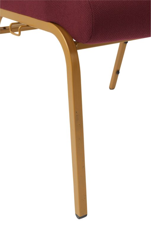 Maroon Fabric, Gold Steel Frame, 18.5" Wide Church Chair by Chivari, Cut Away Back CH18MG-ZF-T