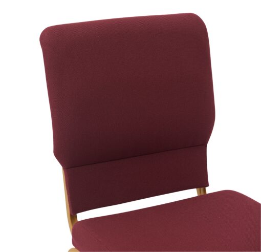 Maroon Fabric, Gold Steel Frame, 18.5" Wide Church Chair by Chivari, Cut Away Back CH18MG-ZF-T