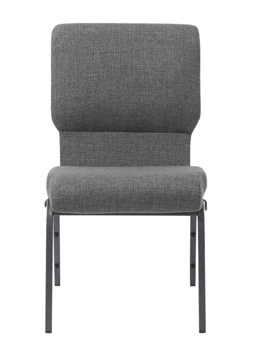 Gray Fabric, Silver Vein Steel Frame, 18.5″ Wide Church Chair by Chivari, Cut Away Back CH18GRSV-ZF-T