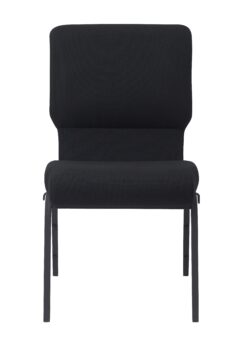 Black Fabric, Black Steel Frame, 18.5″ Wide Church Chair by Chivari, Cut Away Back CH18BB-ZF-T