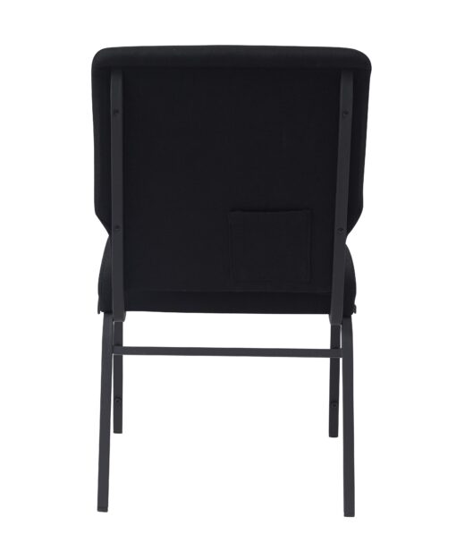 Black Fabric, Black Steel Frame, 18.5″ Wide Church Chair by Chivari, Cut Away Back CH18BB-ZF-T