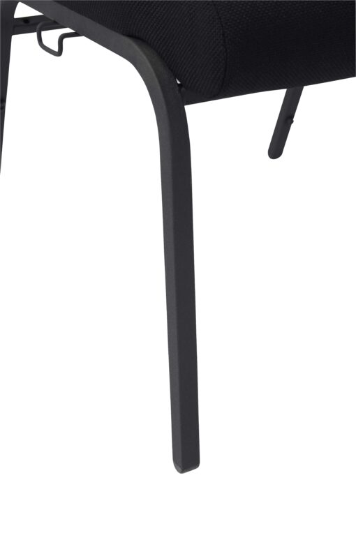 Black Fabric, Black Steel Frame, 18.5″ Wide Church Chair by Chivari, Cut Away Back CH18BB-ZF-T