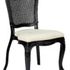 Chair Royal Resin Black with Ivory Vinyl Seat and Black Rattan Back CRRBIR-ZG-T