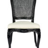 Chair Royal Resin Black with Ivory Vinyl Seat and Black Rattan Back CRRBIR-ZG-T