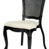 Chair Royal Resin Black with Ivory Vinyl Seat and Black Rattan Back CRRBIR-ZG-T