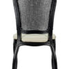 Chair Royal Resin Black with Ivory Vinyl Seat and Black Rattan Back CRRBIR-ZG-T