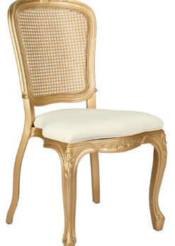 Royal Resin Gold with Ivory Vinyl Seat and Gold Rattan Back