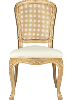 Royal Resin Gold with Ivory Vinyl Seat and Gold Rattan Back 2