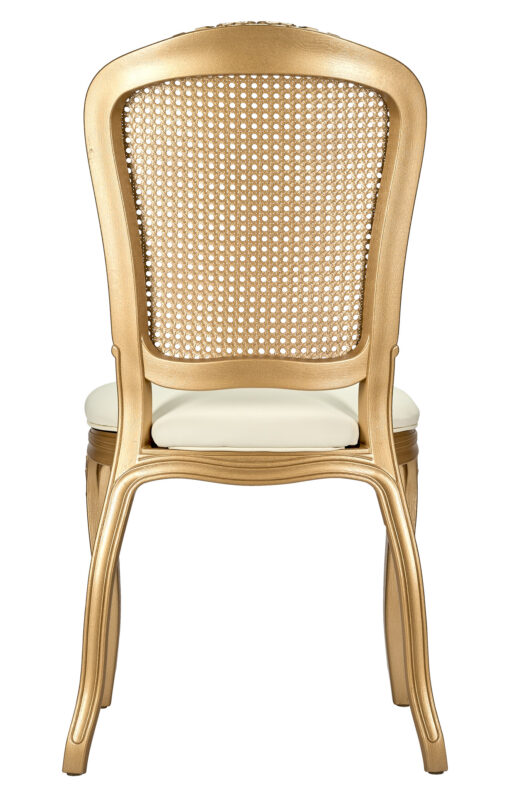 Royal Resin Gold with Ivory Vinyl Seat and Gold Rattan Back 6