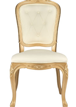 Chair Royal Resin Gold with Ivory Vinyl Seat and Ivory Vinyl Tufted Back by Chivari CRRGIT-ZG-T