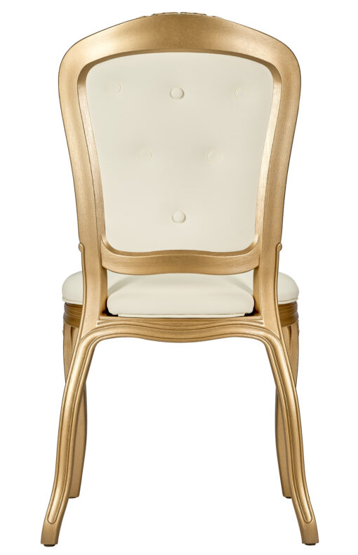 Chair Royal Resin Gold with Ivory Vinyl Seat and Ivory Vinyl Tufted Back by Chivari CRRGIT-ZG-T